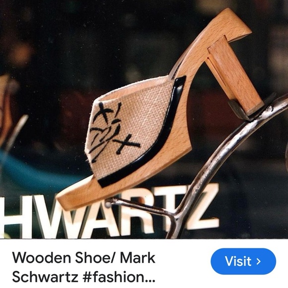 Mark Schwartz Abstract Art Wood Slide Sandal - 7 - Picture 13 of 14